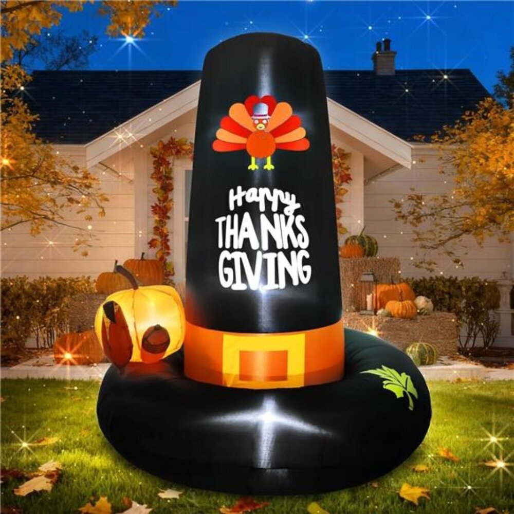 Inflatable Turkey Pilgrim Hat Lawn Decorations Thanksgiving Inflatable Outdoor